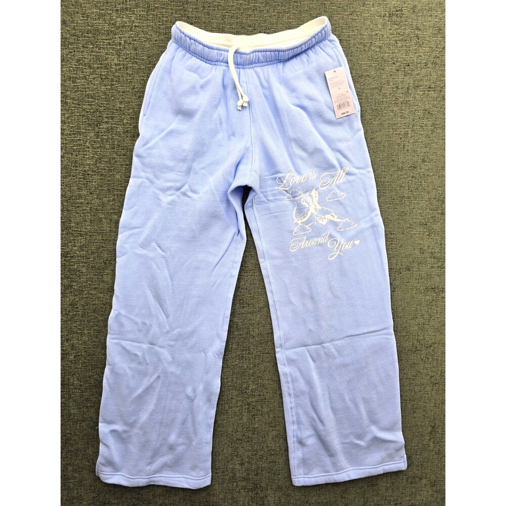Wild Fable Womens Blue Drawstring Elastic Waist Sweatpants Pockets Love Small